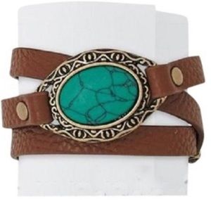 Premier Designs faux leather turquoise wrap bracelet desert diva